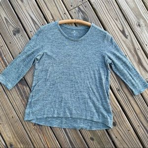 Athleta Top 3/4 Length Sleeve Pullover Subtle Spacedye Stripe